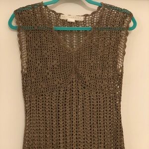 Vintage Bette Paige crochet tank. Golden brown.